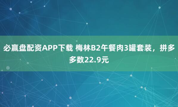 必赢盘配资APP下载 梅林B2午餐肉3罐套装，拼多多数22.9元
