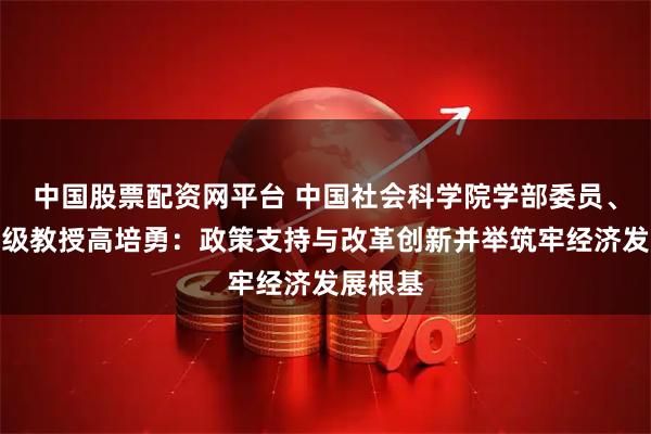 中国股票配资网平台 中国社会科学院学部委员、国家一级教授高培勇：政策支持与改革创新并举筑牢经济发展根基